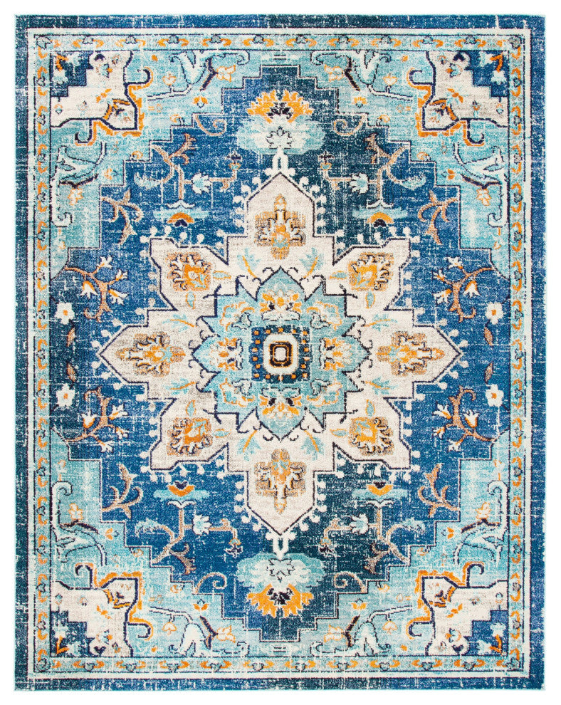 Safavieh Madison Mad473M Traditional Rug, Blue and Light Blue, 3'0"x3'0" Square