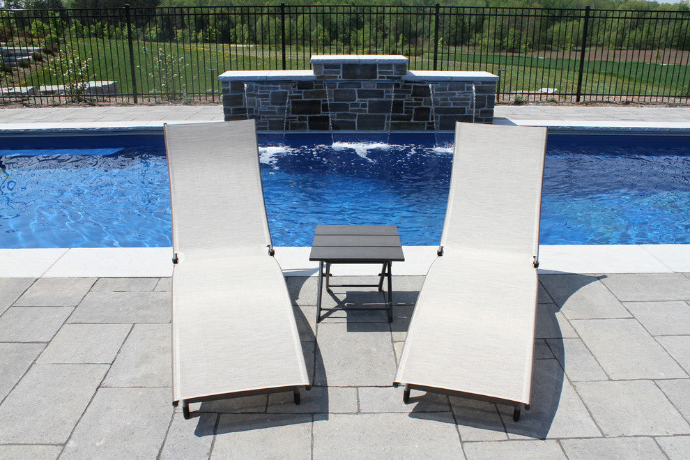 Coral Springs Aluminum Lounger 3-Piece Set, Pearl