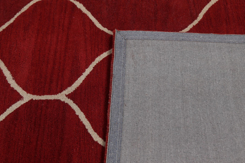 Trellis Contemporary Red Oriental Area Rug Hand-tufted Wool Carpet 9x12