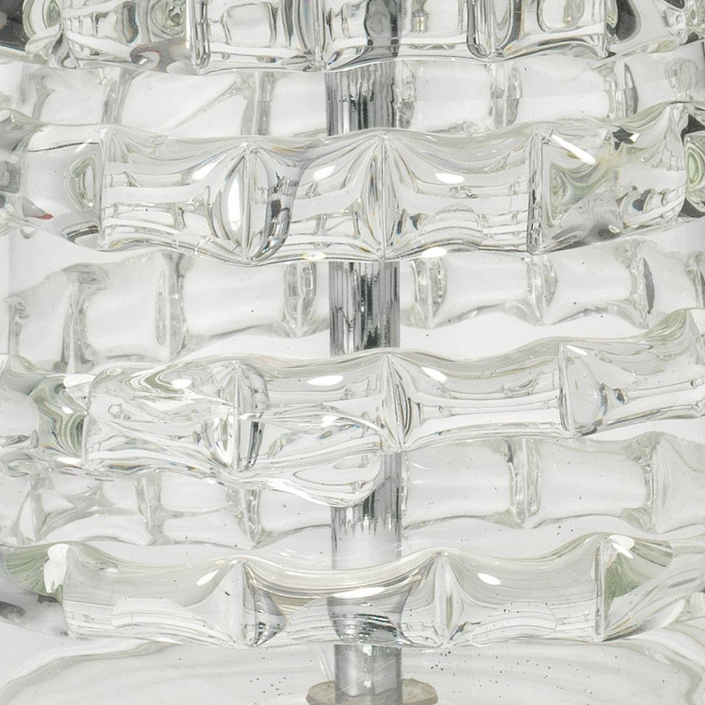 Classic Elegant Beaded Art Glass Clear Table Lamp 24 in Studded Column Shape