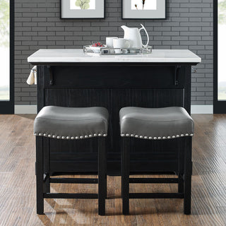Aspen Gray PU Counter Stool, Set of 2