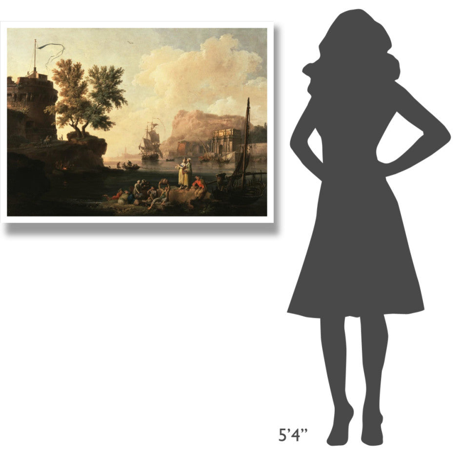 "Mediterranean Harbor Scene" Paper Print by Pierre-Jacques Volaire, 42"x32"