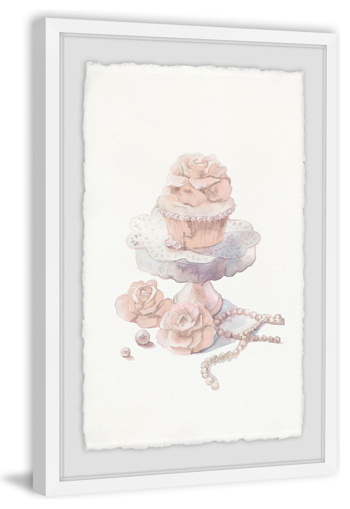 "Fancy Pink Cupcake" Framed Painting Print, 24"x36"