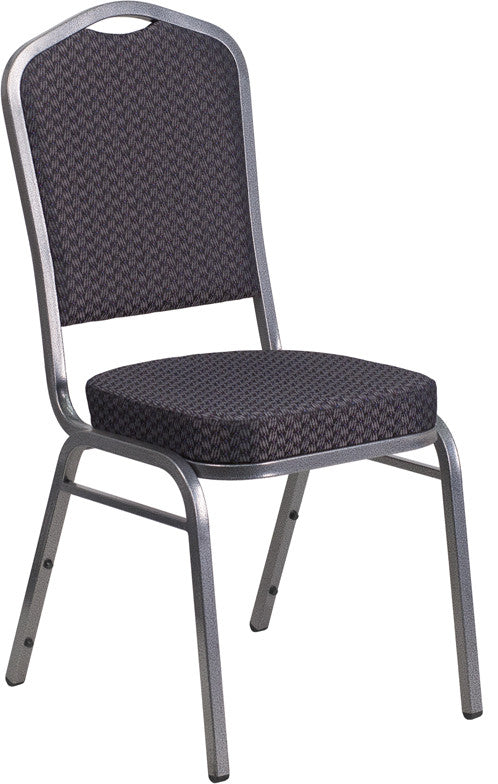 Hercules Series Crown Back Stacking Chair-Black Patterned Fabric
