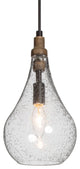 1-Light Black Traditional Seeded Glass Teardrop Mini Pendant Light