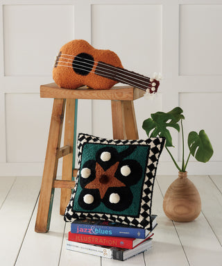 Uke WithPom Poms and Tassesl Shaped Hook Pillow