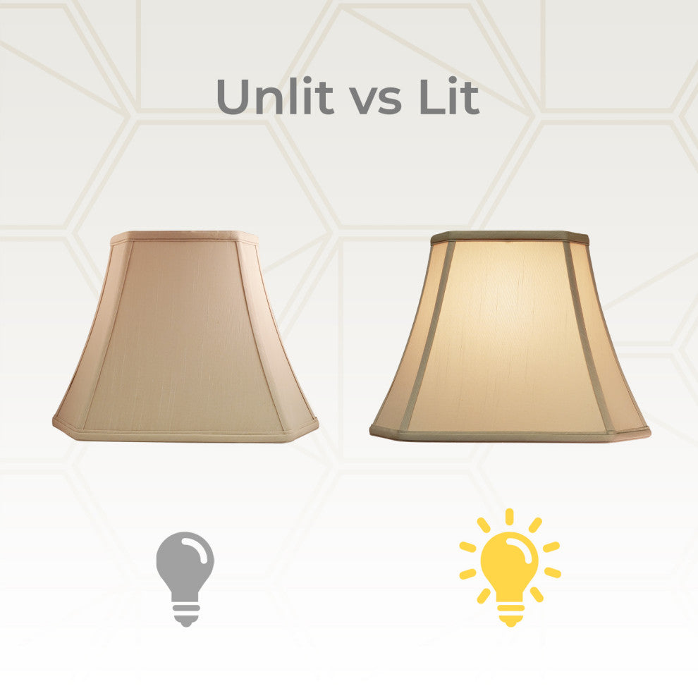 Royal Designs Rectangle Cut Corner Lamp Shade, Beige,, 7x10x(12.25x18x13.25, S