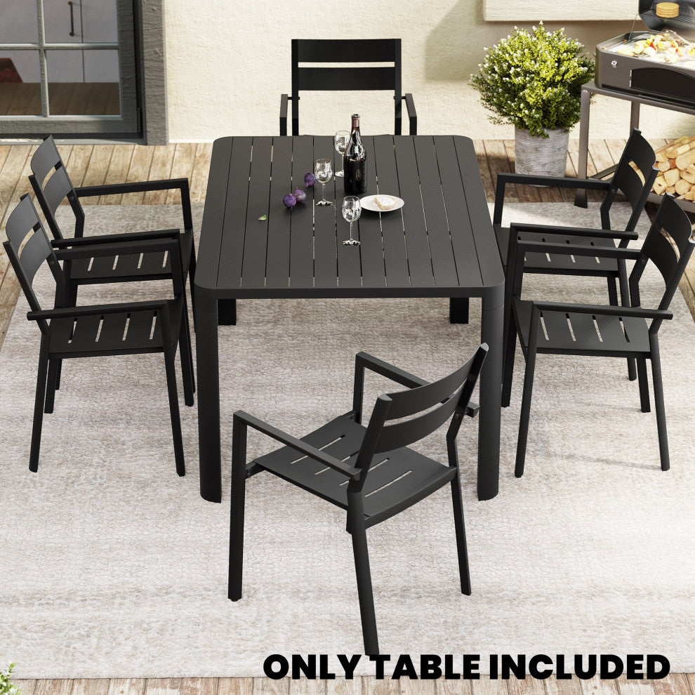 6-8 Person Expandable Aluminum Outdoor Patio Dining Table, Gray
