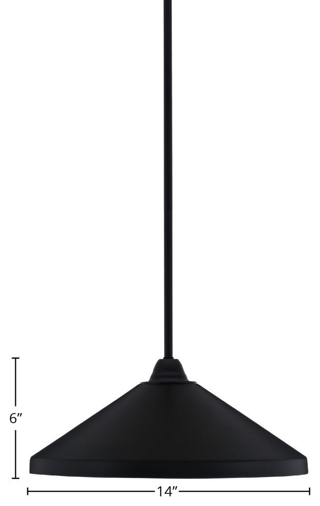 Paramount Mini Pendant, Matte Black, 14" Matte Black Metal Shade
