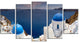 "Blue Doomes Churches Panorama" Landscape Print Wall Artwork, 5 Panels, 60"x32"
