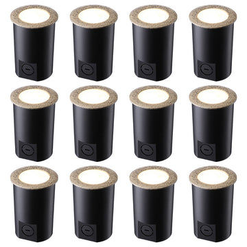 12-Pack 7W, Ground Well Light, 12V LED Low Voltage Landscape Pathway Lights