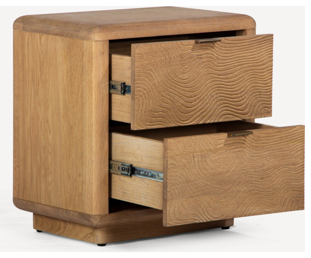 Textured Solid Oak Nightstand