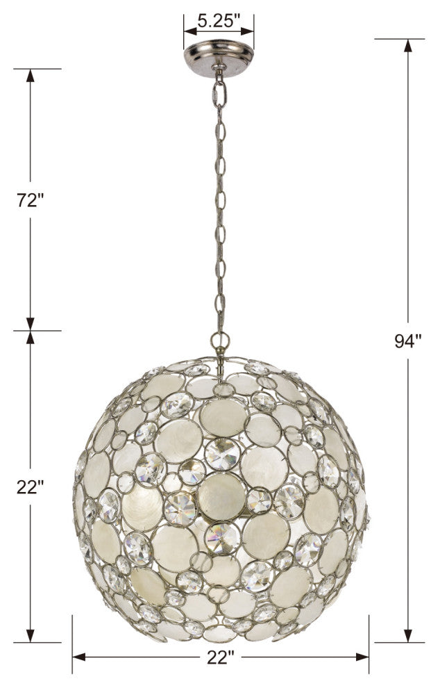 Crystorama Lighting Group 529 Palla 6 Light 22"W Crystal Pendant - Antique