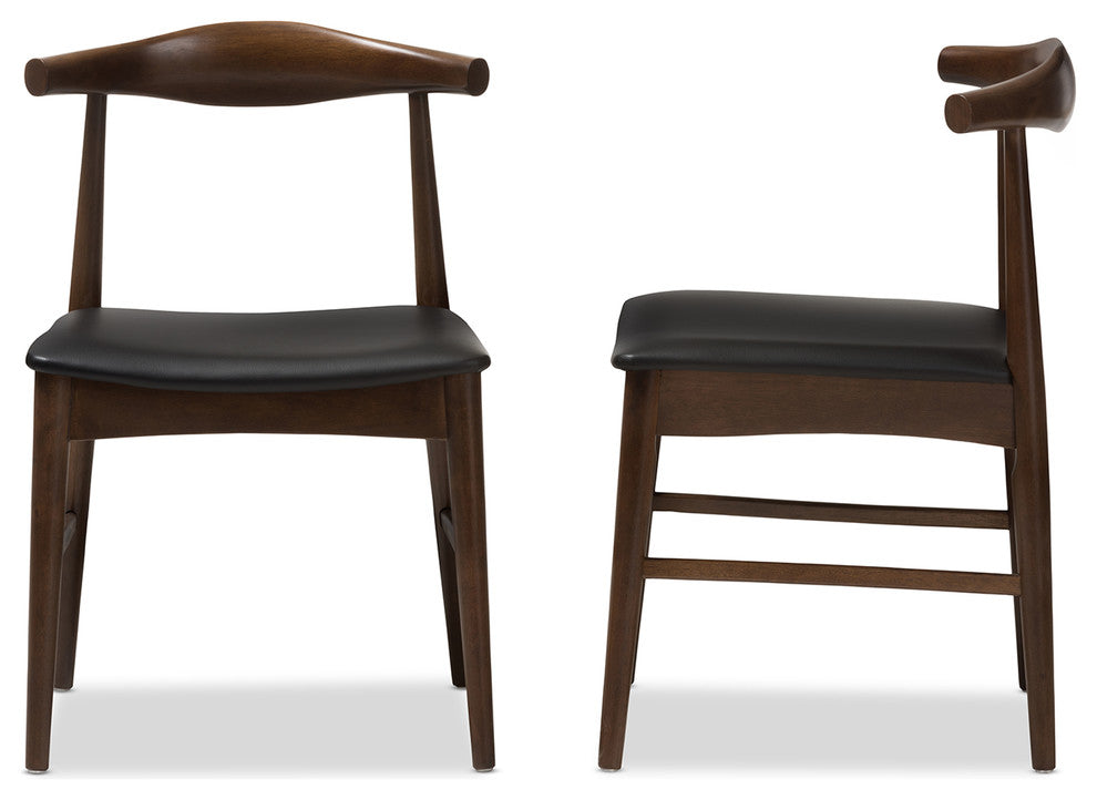 Winton Mid-Century Modern Walnut Wood Dining Chair Set of 2