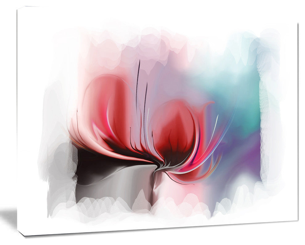 Red Abstract Flower Illustration, Extra Large Floral Wall Art, 40"x30"