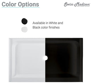 Voltaire 48"x36" Acrylic Black, Single-Threshold, Center Drain, Shower Base