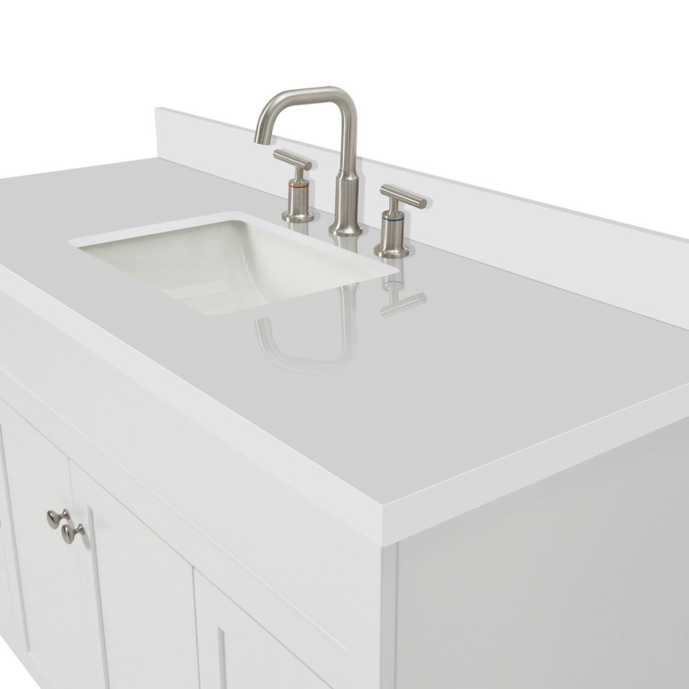 ARIEL Hamlet 55" Bath Vanity in White White With Quartz Vanity Top