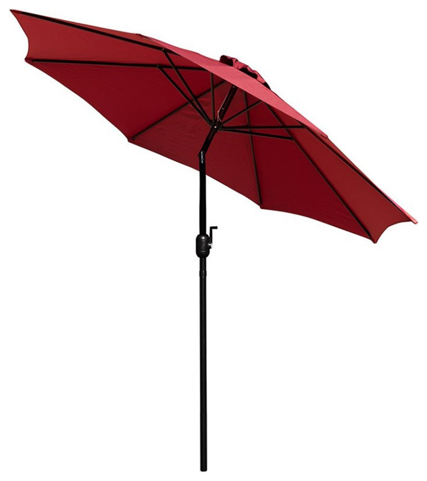 9' Round Umbrella With Crank & Tilt Function, Red