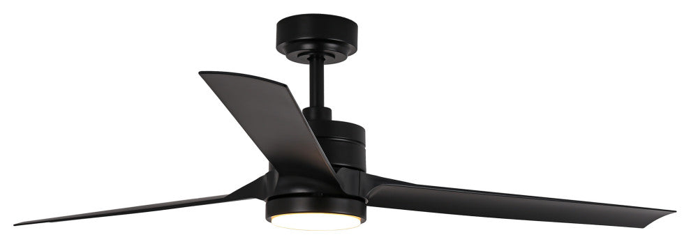 60-inch Modern ABS 3-Blade Black Ceiling Fan with Light