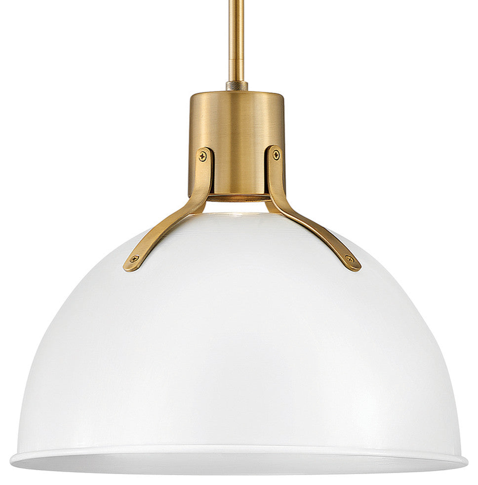 Hinkley Argo 14" Small LED Pendant Light, Lacquered Brass + Polished White shade