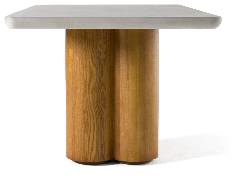 Modrest Bateman Modern Faux Concrete + Walnut Dining Table