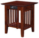 AFI Mission Solid Wood End Table with Built in Device Charger in Brown Walnut