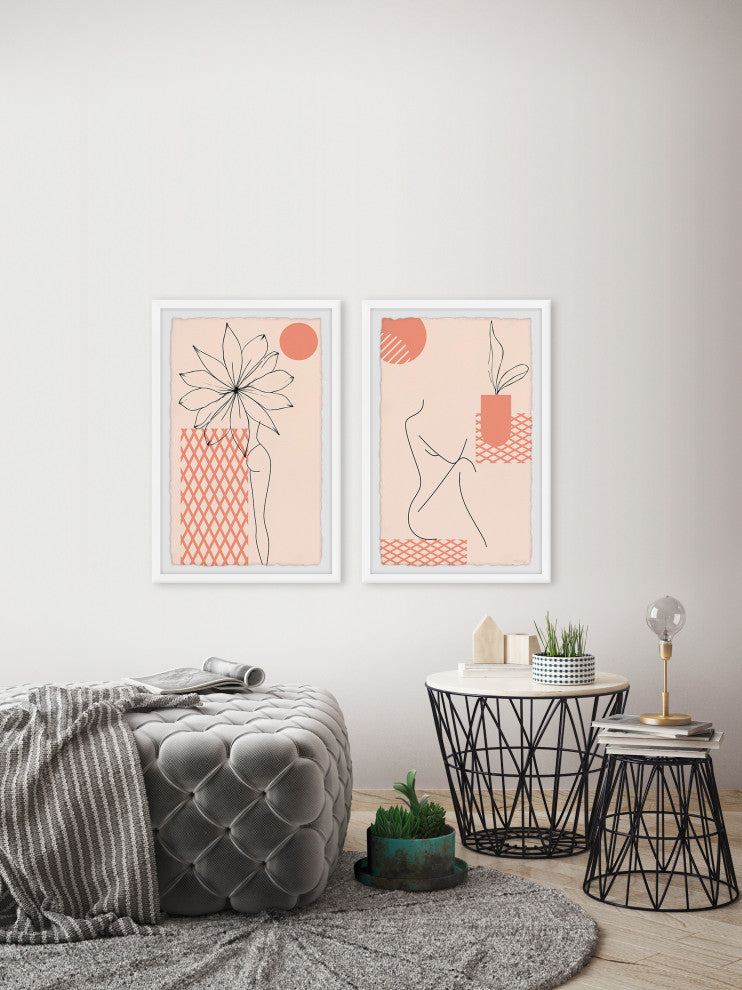 Bare and Sun-Kissed Diptych, 2-Piece Set, 16x24 Panels
