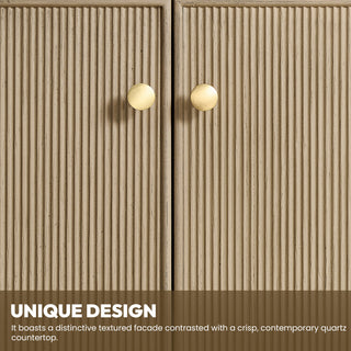 Oza Bath Vanity with Quartz Stone Top, Aged Natural Oak, 72", Double Vanity, No Mirror