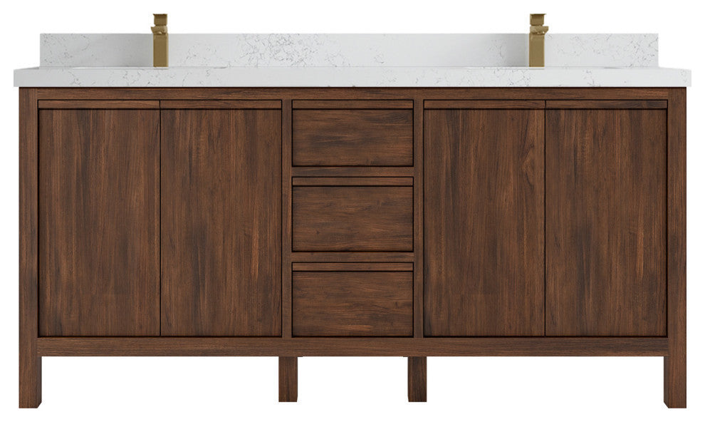 Elizabeth 72 Double Sink Bath Vanity in Dark Walnut Teak 2" Empira Quartz