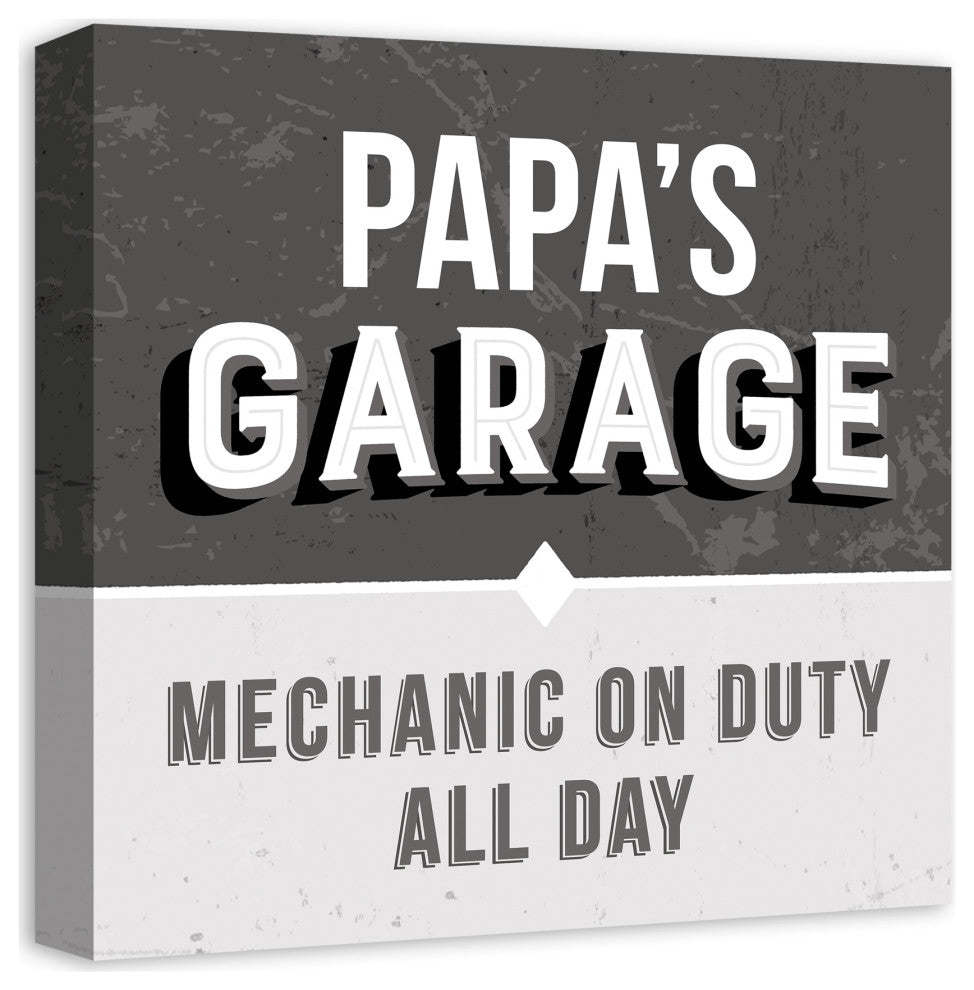 Garage Gray Papa 16x16 Canvas Wall Art