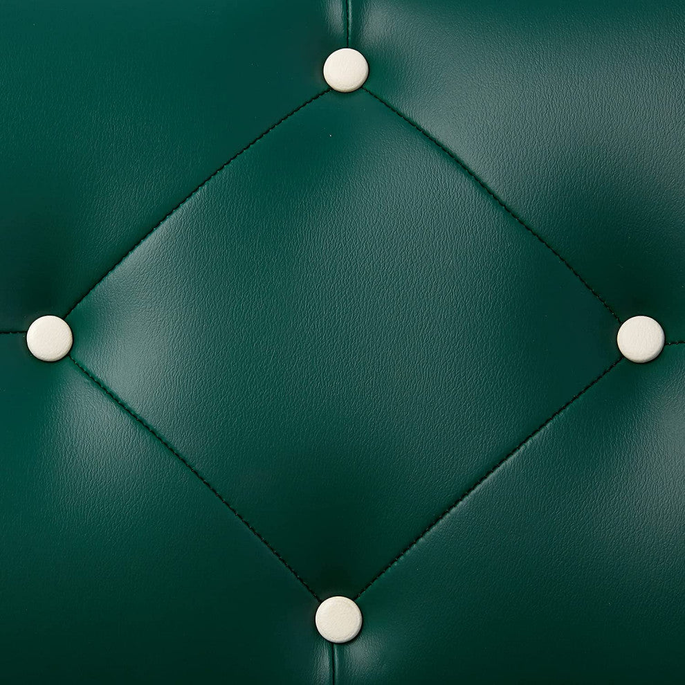 Retro Home Upholstered Tufted Back Dining Chair, Green, Box Seat
