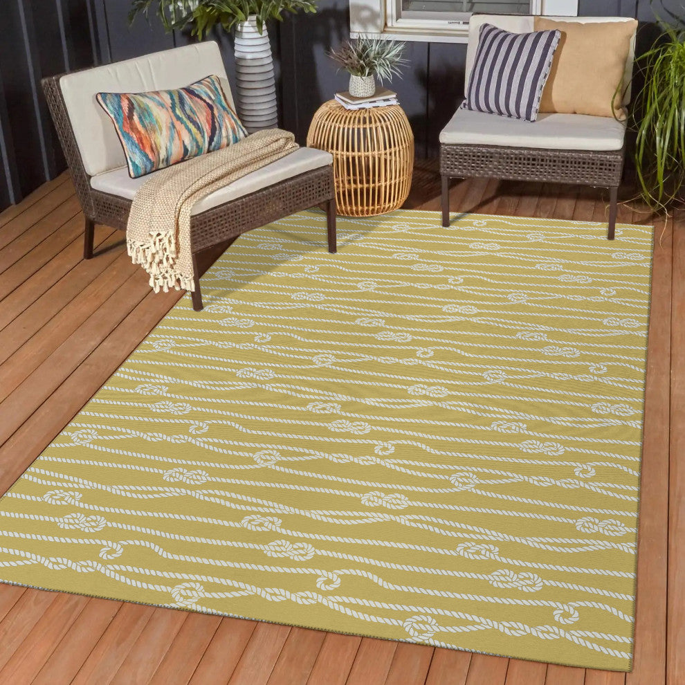 Indoor/Outdoor Harbor HA7 Gold Machine Washable 5' x 7'6" Rug