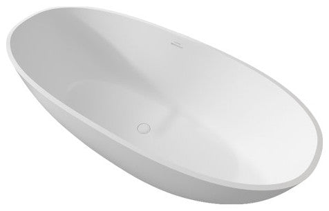 55in White Solid Surface Freestanding Soaking Bathtub with Drain