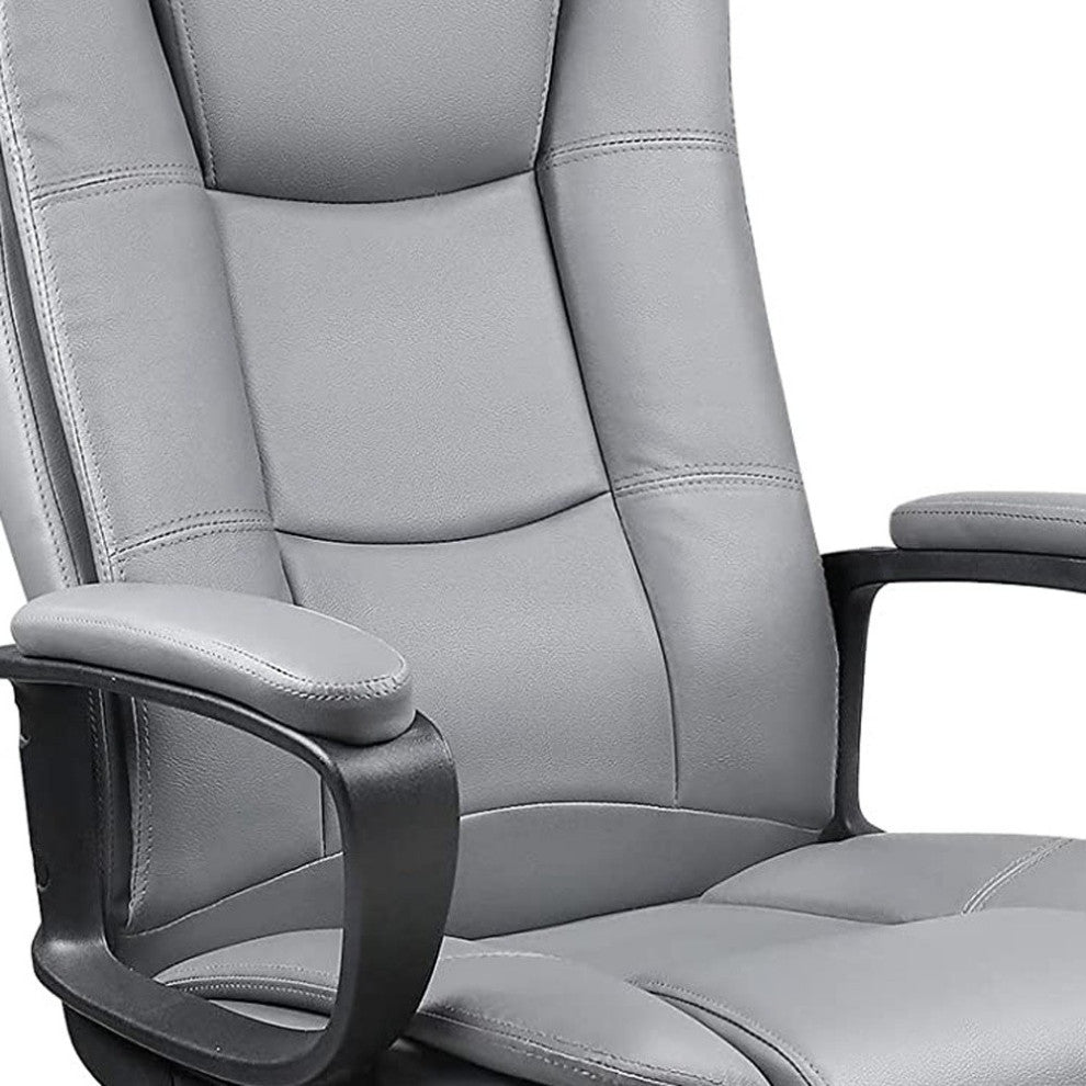 Light Gray Leather Executive Chair With Lumbar Support