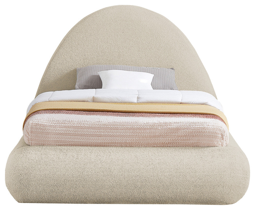 Rudy Beige Teddy Fabric Twin Bed