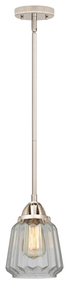Chatham Mini Pendant, Polished Nickel, Clear, Clear