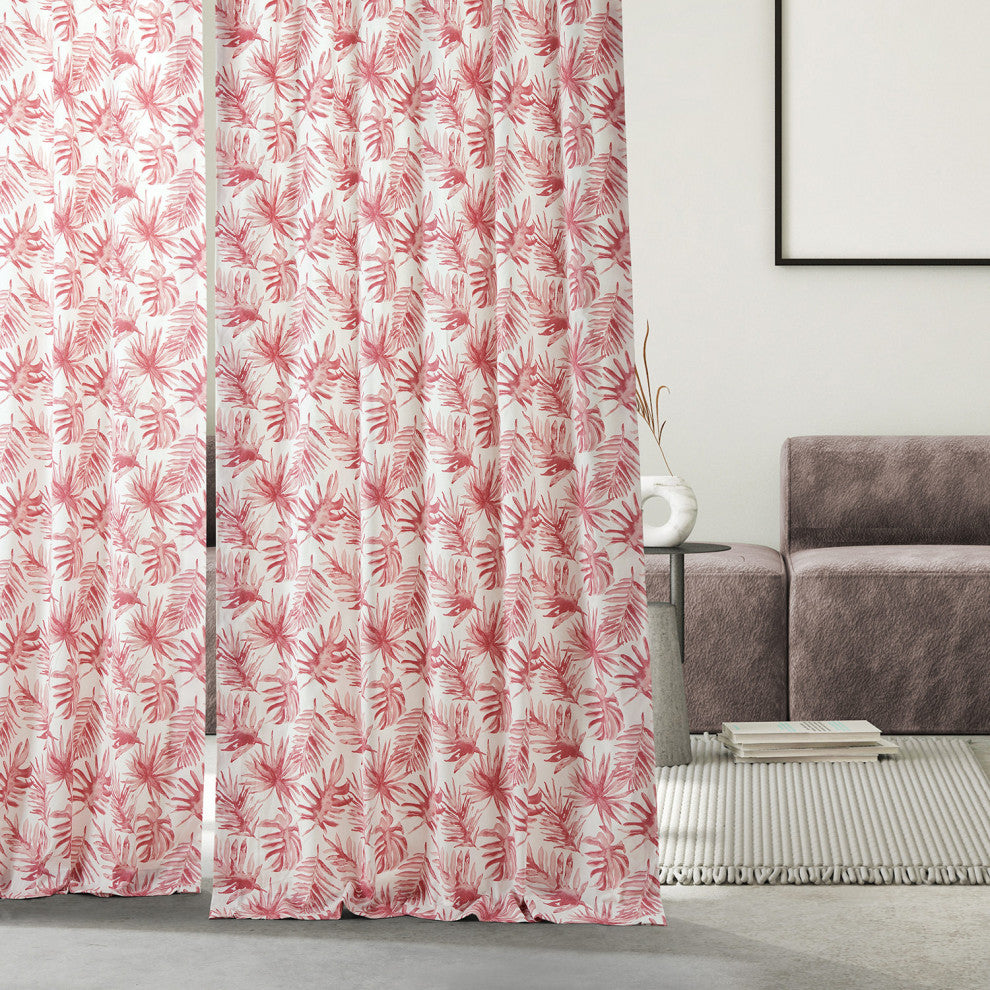 Artemis Printed Cotton Curtain Single Panel, Artemis Rust, 50wx84l