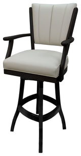 Classic Extra Tall Bar Stool, Ocean Beige Vinyl, Black, 34"