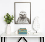 Sylvie Sloth 18x24, Gray Framed Canvas Wall Art by Simon Te Tai