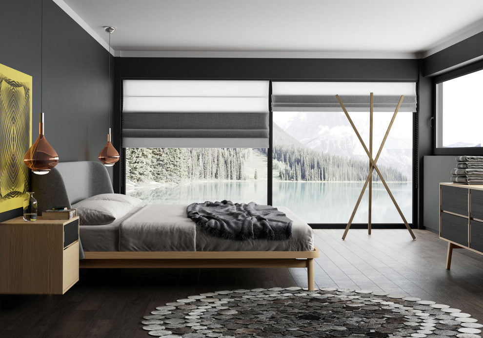 Haru Queen Bed, Andorra Wool and Natural Oak