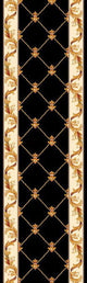 Corinthian 5321 Black Fleur-De-Lis Rug, 2'2"x7'11" Runner