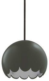 Radiance Scallop Pendant, Pewter Green, Matte Black, Rigid Stem, E26