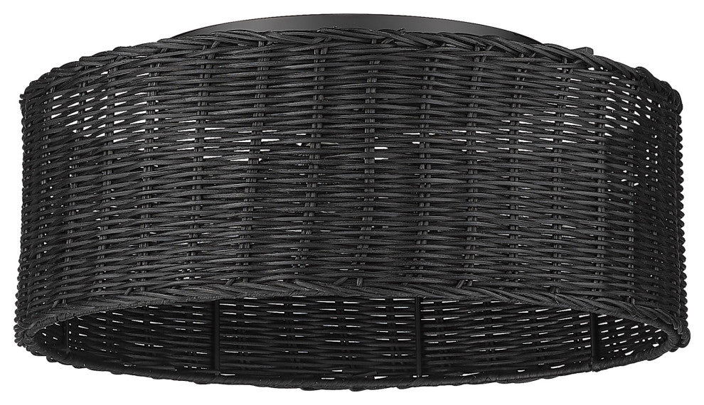 Golden Lighting 1084-FM BLK-BW Erma 3 Light 16"W Semi-Flush Drum - Matte Black