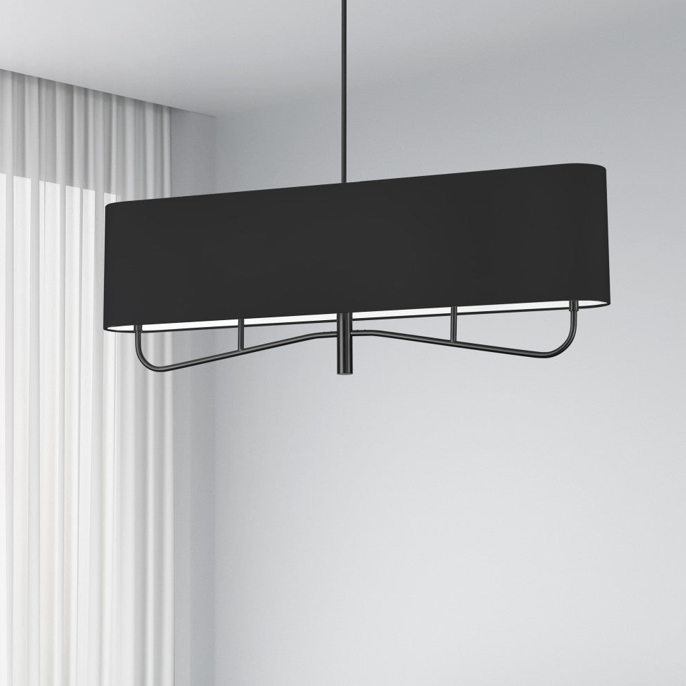 Eleanor Transitional 4 Light Matte Black Black Metal Chandelier