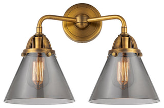 Large Cone Bath Vanity Light, Brushed Brass, Plated Smoke, Plated Smoke