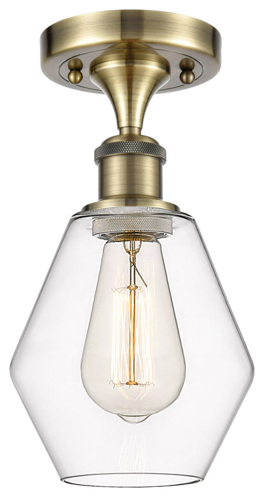 Innovations 516-1C-AB-G652-6-LED 1-Light Semi-Flush Mount, Antique Brass