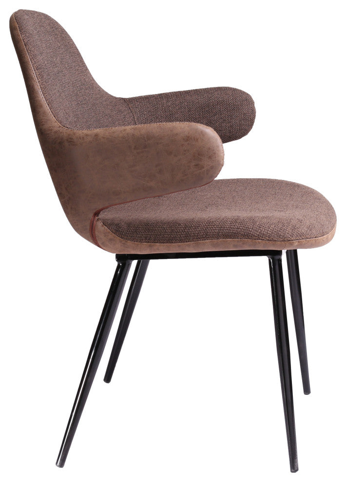 Modrest Bontura Modern Brown Fabric and Leatherette Accent Chair