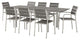 Modern Outdoor Side Dining Chair and Table Set, Aluminum Metal, Gray