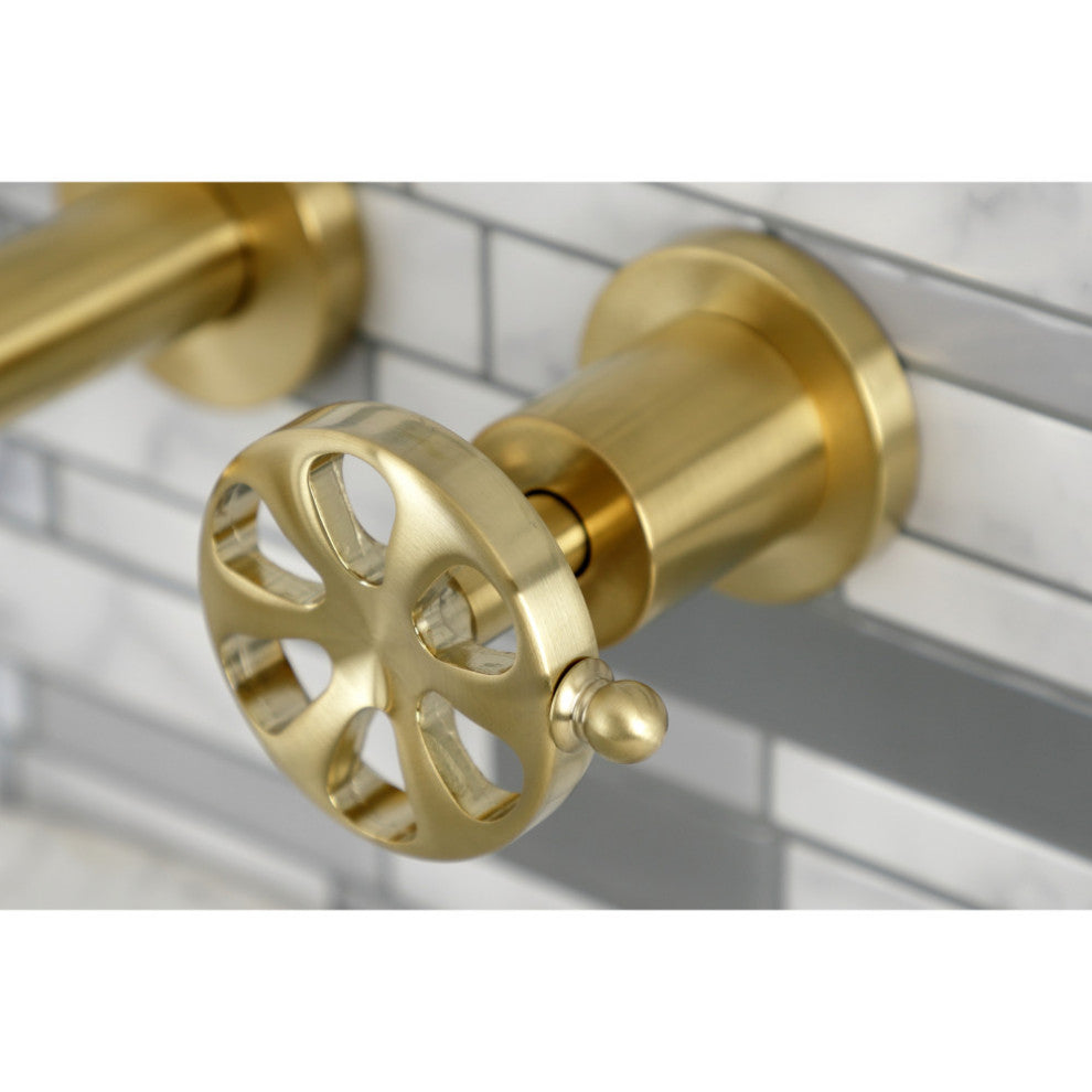 KS8027RX Two-Handle Wall Mount Tub Faucet, Brushed Brass