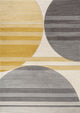 Nicky Geometric Striped Circles Gray/Yellow/Cream 4 ft. x 6 ft. Area Rug